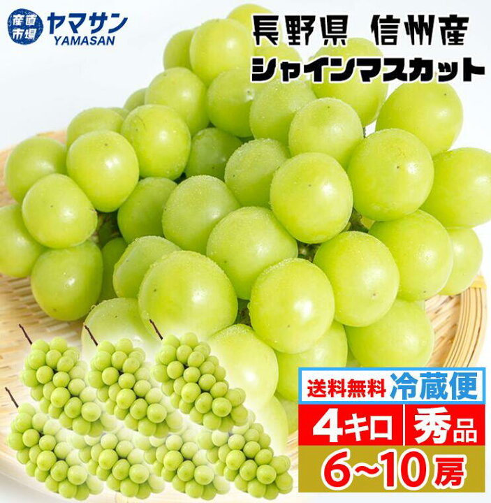 楽天市場】15%OFFクーポン配布中 長野産 シャインマスカット 4kg 
