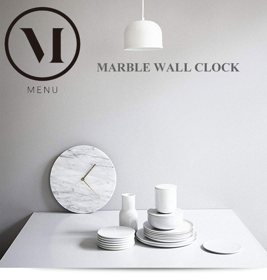 MENU 大理石で出来た美しい時計 Marble Wall Clock パーティを彩るご馳走や 大理石 最高 北欧 マーブルウォールクロック デザイナーズ 壁掛け時計