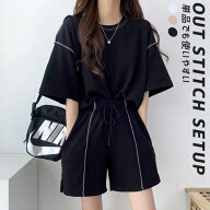 【24H！全品60％OFF！】 【987円！クーポンで！】 セットアップ レディース セット Tシャツ ハーフパンツ…
