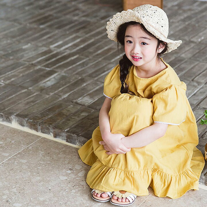 楽天市場 時 全品 Offクーポン配布中 早い物勝ち 500円 韓国子供服 ワンピース 女の子 裾フリル フレア 可愛い おしゃれ ドレス 夏 涼しい Miniroi ミニロイ Ad 443 Uricca ウリッカ By Shiny Mart