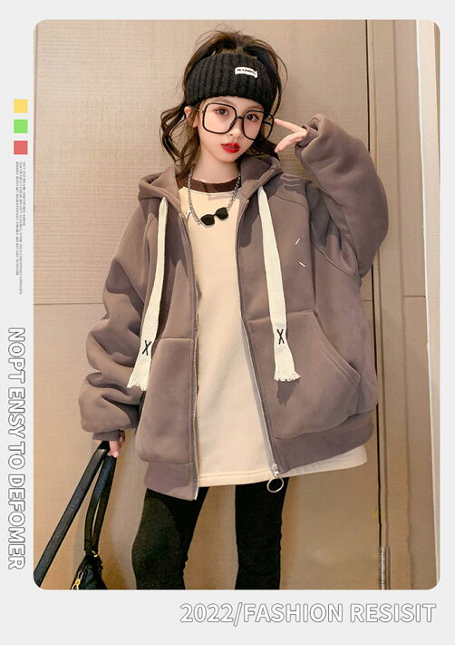 楽天市場】女の子 パーカー 秋冬 裏起毛 厚手 ジャケット フード付き 