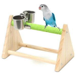 【クーポン最大1000円OFF】インコ 止まり木 鳥用品 スタンド 爪研ぎ パーチ 卓上 止まり台 おもちゃ 餌入れ付き 天然木製 インコ オウム 鳥用品 送料無料