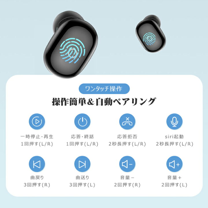 ワイヤレスイヤホン Bluetooth 5.1 ブルートゥース イヤホン 電池残量表示 コードレスイヤホン 高音質 ワイヤレス Ios/ Android対応 通話 音量調整 自動ペアリング 長時間 コンパクト スポーツ テレワーク 在宅勤務 便利 送料無料 YuHiRo