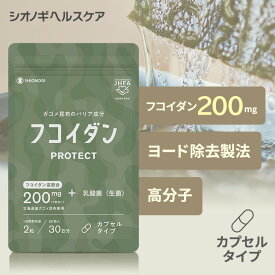 フコイダンPROTECT カプセル200 ＜60粒入り (1日の目安: 2粒)＞【約1ヵ月分】送料無料 がごめ昆布 フコイダン ガゴメ昆布 含有量 フコダイン サプリメント 海藻 健康食品 エキス カプセル ドリンク 効く 持ち運び