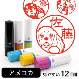 アメリカンコッカースパニエル ネーム印 【 イラスト入り ハンコ 12mm 】 犬 動物 イラストはんこ グッズ 雑貨 スタンプ 判子 認印 かわいい おもしろ おしゃれ プレゼント ギフト 結婚祝い 父の日 実用的