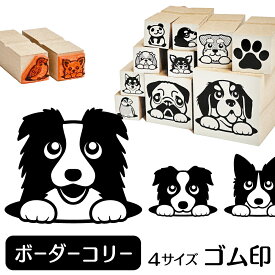 ボーダーコリー イラスト ゴム印【角印 16mm 油性インク 対応】かわいい 犬 ドッグ 動物 雑貨 グッズ ハンコ スタンプ 可愛い プレゼント ギフト 贈り物 買い回り ポイント消化 送料無料 結婚祝い 母の日