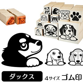 ミニチュアダックス イラスト ゴム印【角印 16mm 油性インク 対応】かわいい 犬 ドッグ 動物 雑貨 グッズ ハンコ スタンプ 可愛い プレゼント ギフト 贈り物 買い回り ポイント消化 送料無料 結婚祝い 母の日