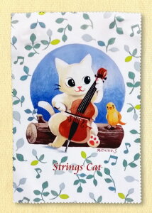 Strings Cat メガネ拭き 「こかげで一休み」(白猫)  メガネクリーナー クリーナー クロス 【同梱A】