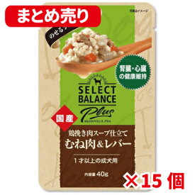 ドッグフード ウェット【1袋/40g】×15個 セレクトバランス Plus 鶏挽き肉スープ仕立て むね肉＆レバー腎臓・心臓の健康維持1才以上の成犬用 セレクトバランス 皮膚と体の健康を維持するヘルシーフード【犬 誕生日】【同梱A】shippotv
