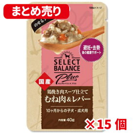 ドッグフード ウェット【1袋/40g】×15個 セレクトバランス Plus 鶏挽き肉スープ仕立て むね肉＆レバー避妊・去勢後の健康サポート10ヶ月からの子犬・成犬用 セレクトバランス 皮膚と体の健康を維持するヘルシーフード【犬 誕生日】【同梱A】shippotv