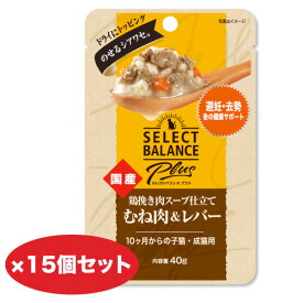 キャットフード 40g 15個 90個 セレクトバランスPlus鶏挽き肉スープ仕立てむね肉＆レバー避妊・去勢後の健康サポート10ヶ月〜 子猫・成猫用【同梱A】shippotv