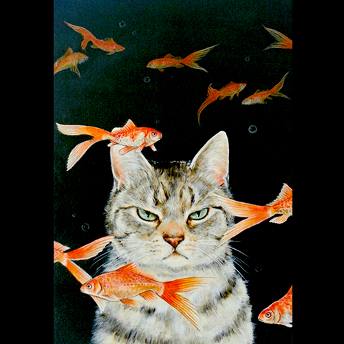 ポストカード 「金魚と猫」