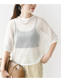 【SALE／65%OFF】＜手洗い可能＞メッシュ編 半袖 ニット プルオーバー SHIPS WOMEN シップス トップス ニット ブラウン ホワイト ブルー ブラック【RBA_E】【送料無料】[Rakuten Fashion]