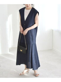 【SALE／50%OFF】quaranciel:＜洗濯機可能＞Vネック ジレ&フレア スカート セットアップ quaranciel シップス スカート ミディアムスカート ネイビー ベージュ【RBA_E】【送料無料】[Rakuten Fashion]