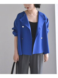 《一部予約》quaranciel:＜手洗い可能＞ニット ノーカラー ダブルジャケット カーディガン quaranciel シップス トップス カーディガン ブラック ブラウン ベージュ ネイビー ブルー【先行予約】*【送料無料】[Rakuten Fashion]