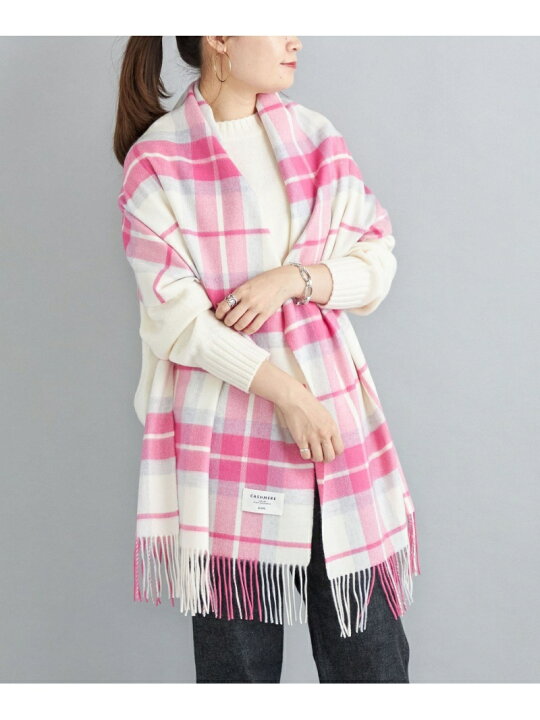 楽天市場】【SALE／70%OFF】チェック カシミヤ ストール 22FW pink 