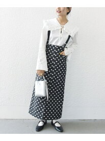 【SALE／70%OFF】SHIPS any: ドット ジャカード サスペンダー スカート SHIPS any シップス スカート ロング・マキシスカート ブラック ホワイト【RBA_E】[Rakuten Fashion]