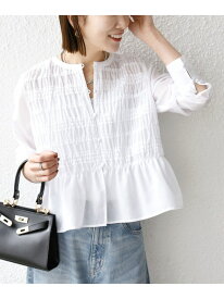 SHIPS any:＜洗濯機可能＞シアー シャーリング プチフリル ペプラム ブラウス SHIPS any シップス トップス シャツ・ブラウス イエロー ホワイト【送料無料】[Rakuten Fashion]