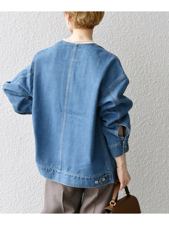 楽天市場】SHIPS any: ノーカラー デニム ブルゾン[SHIPS any DENIM 