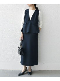 《追加予約》SHIPS any:＜洗濯機可能＞ダブルクロス Vネック ペプラム ワンピース[NAVY BLUE] SHIPS any シップス ワンピース・ドレス ワンピース ベージュ ネイビー【先行予約】*【送料無料】[Rakuten Fashion]