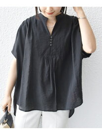 【SALE／10%OFF】＜洗濯機可能＞シアー ストライプ ギャザー ブラウス SHIPS WOMEN シップス トップス シャツ・ブラウス ブラック ブラウン ピンク【RBA_E】【送料無料】[Rakuten Fashion]