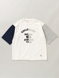 【SALE／70%OFF】*【SHIPS別注】Collegiate Pacific: カレッジプリント ドッキング Tシャツ SHIPS シップス トップス カットソー・Tシャツ ホワイト グレー【RBA_E】[Rakuten Fashion]
