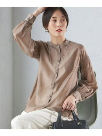 【SALE／50%OFF】＜手洗い可能＞バンドカラー 袖 シャーリング ブラウス SHIPS WOMEN シップス トップス シャツ・ブラウス ブラウン【RBA_E】【送料無料】[Rakuten Fashion]