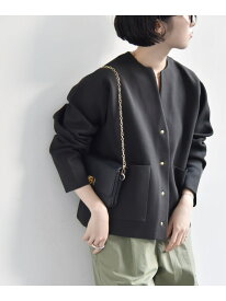 quaranciel:＜手洗い可能＞ノーカラー ポケット ニット ジャケット quaranciel シップス ジャケット・アウター ノーカラージャケット ベージュ グリーン ネイビー ブラック【送料無料】[Rakuten Fashion]