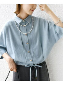 《追加予約》【WEB限定】＜手洗い可能＞デニム ライク タック 裾 ドロスト 羽織 シャツ SHIPS WOMEN シップス トップス シャツ・ブラウス ブルー【先行予約】*【送料無料】[Rakuten Fashion]