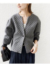 《一部追加予約》【WEB限定】＜手洗い可能＞キルティング ジャカード カーディガン SHIPS WOMEN シップス トップス カーディガン ホワイト ネイビー グレー【送料無料】[Rakuten Fashion]