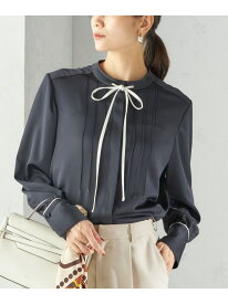 ＜手洗い可能＞ハンマー サテン ピンタック ブラウス SHIPS WOMEN シップス トップス シャツ・ブラウス ネイビー ホワイト ピンク【送料無料】[Rakuten Fashion]