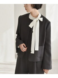 【SALE／50%OFF】quaranciel:＜洗濯機可能＞ダブルクロス フレア ノーカラー ジャケット(セットアップ対応) quaranciel シップス ジャケット・アウター ノーカラージャケット ベージュ グレー【RBA_E】【送料無料】[Rakuten Fashion]