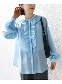 【SALE／30%OFF】＜手洗い可能＞エアリー フロント フリル デザイン ブラウス SHIPS WOMEN シップス トップス シャツ・ブラウス ブルー ホワイト パープル【RBA_E】【送料無料】[Rakuten Fashion]