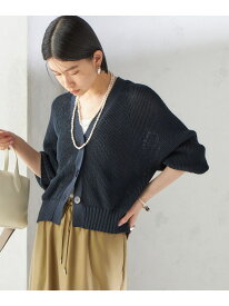 【SALE／50%OFF】＜手洗い可能＞ペーパー ポリエステル Vネック カーディガン SHIPS WOMEN シップス トップス カーディガン ネイビー グリーン ホワイト【RBA_E】【送料無料】[Rakuten Fashion]
