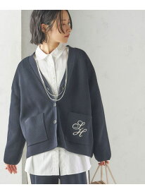 【SALE／30%OFF】＜手洗い可能＞ワンポイント 刺繍 Vネック カーディガン SHIPS WOMEN シップス トップス カーディガン ベージュ ネイビー【RBA_E】【送料無料】[Rakuten Fashion]