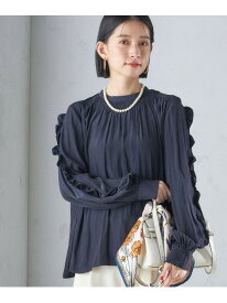 【SALE／30%OFF】＜手洗い可能＞割繊 フリル デザイン ブラウス 24SS ◇ SHIPS WOMEN シップス トップス シャツ・ブラウス ネイビー ホワイト グリーン【RBA_E】【送料無料】[Rakuten Fashion]