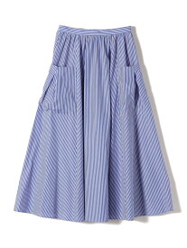 【SALE／40%OFF】SHIPS Primary Navy Label:ストライプ ポケット ギャザー スカート SHIPS WOMEN シップス スカート ロング・マキシスカート ブルー ホワイト【RBA_E】【送料無料】[Rakuten Fashion]