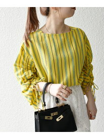 【SALE／45%OFF】SHIPS any:＜洗濯機可能＞ミニサッカー ドロスト リボン ボートネック ブラウス SHIPS any シップス トップス シャツ・ブラウス イエロー ブラウン ホワイト【RBA_E】【送料無料】[Rakuten Fashion]