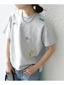 【SHIPS any別注】Collegiate Pacific:＜洗濯機可能＞V ガゼット プリント & 刺繍 Tシャツ 25SS SHIPS any シップス トップス カットソー・Tシャツ ホワイト グレー【送料無料】[Rakuten Fashion]