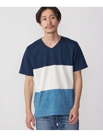 【SALE／35%OFF】SHIPS: スペック ワイドボーダー/パネル Vネック Tシャツ SHIPS シップス トップス カットソー・Tシャツ ブルー グレー ベージュ グリーン ネイビー【RBA_E】【送料無料】[Rakuten Fashion]