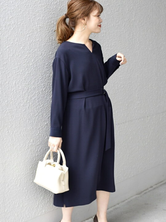 楽天市場 Sale 60 Off リサイクルポリエステルキーネックワンピース フォーマル対応 Ships Women シップス ワンピース 5ー9分袖ワンピース グレー ネイビー Rba E 送料無料 Rakuten Fashion Ships シップス