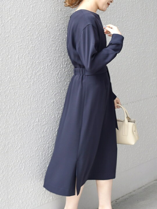 楽天市場 Sale 60 Off リサイクルポリエステルキーネックワンピース フォーマル対応 Ships Women シップス ワンピース 5ー9分袖ワンピース グレー ネイビー Rba E 送料無料 Rakuten Fashion Ships シップス
