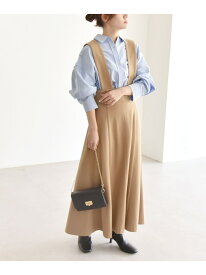 【SALE／60%OFF】quaranciel:＜洗濯機可能＞サスペンダー ハイウエスト スカート quaranciel シップス スカート ロング・マキシスカート ブラウン グレー【RBA_E】【送料無料】[Rakuten Fashion]