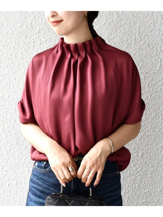 楽天市場】【SALE／30%OFF】＜手洗い可能＞ネック ギャザー ソリッド 
