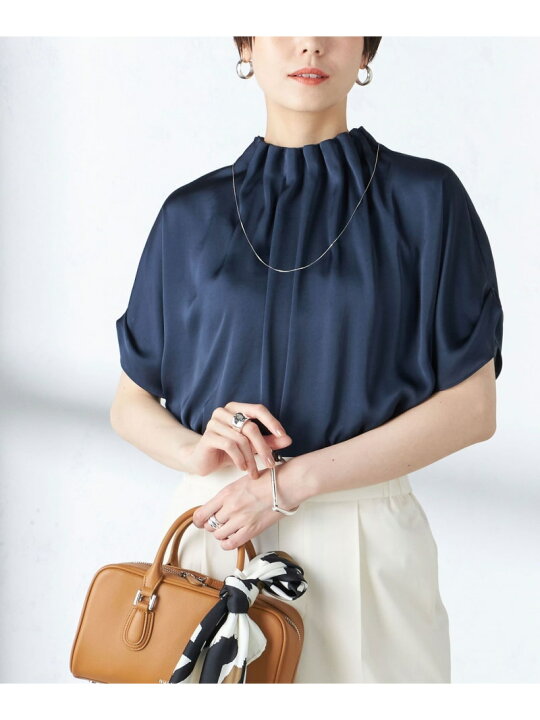 楽天市場】【SALE／30%OFF】＜手洗い可能＞ネック ギャザー ソリッド 