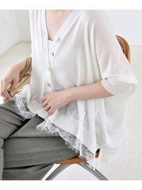 quaranciel:＜手洗い可能＞レース ヘム Vネック ポンチョ ニット カーディガン quaranciel シップス トップス カーディガン ブラウン ブラック グレー ホワイト【送料無料】[Rakuten Fashion]