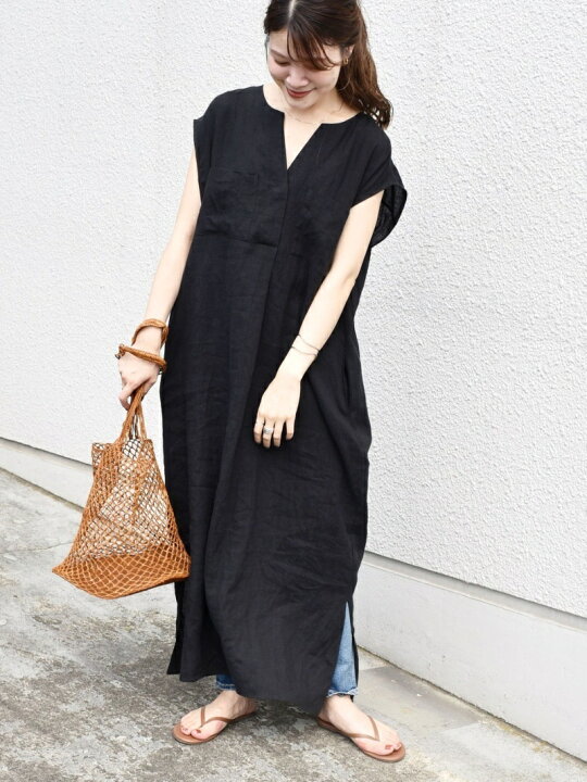 楽天市場 Sale 35 Off フレンチリネンスキッパーワンピース Ships Women シップス ワンピース ノースリーブワンピース ブラック オレンジ ブルー Rba E 送料無料 Rakuten Fashion Ships シップス