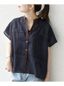 【SALE／10%OFF】SHIPS any:＜手洗い可能＞エンブロイダリー レース シアー フレンチスリーブ シャツ SHIPS any シップス トップス シャツ・ブラウス ホワイト ネイビー【RBA_E】【送料無料】[Rakuten Fashion]