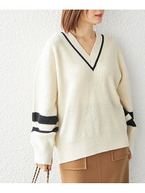 【SALE／45%OFF】＜手洗い可能＞強撚 ウール混 Vネック ライン ニット プルオーバー ◇ SHIPS WOMEN シップス トップス ニット ホワイト ネイビー【RBA_E】【送料無料】[Rakuten Fashion]