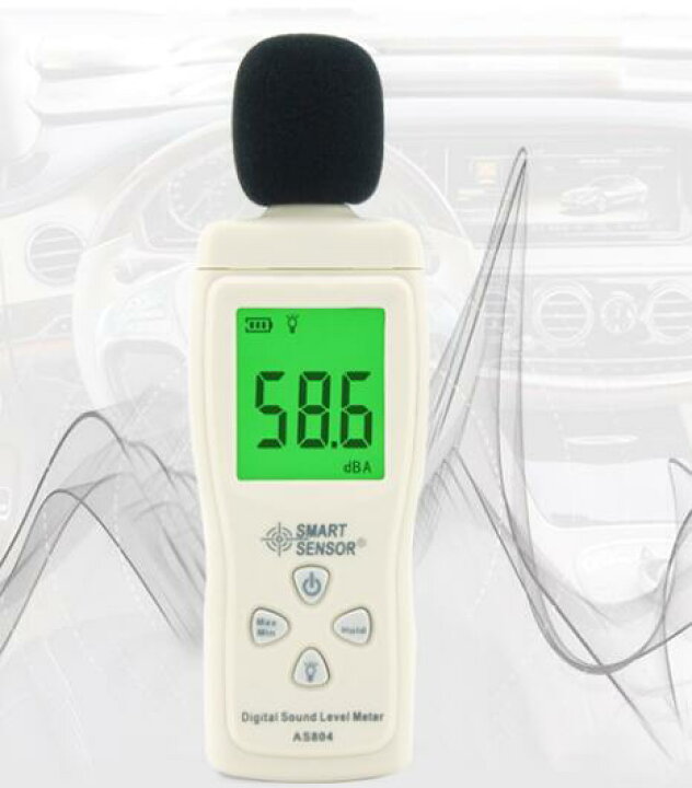 楽天市場 ポイント5倍 Smart Sensor メーカー正規品 デジタル騒音計 As804 小型 コンパクト 軽量 バックライト付 高解像 高精度 最大値 最小値保持機能 騒音測定 騒音検出 音量測定 広範囲 持ち運び 一年保証 送料無料 白川ショップ